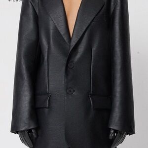 Elegant Black Leather Blazer for Men